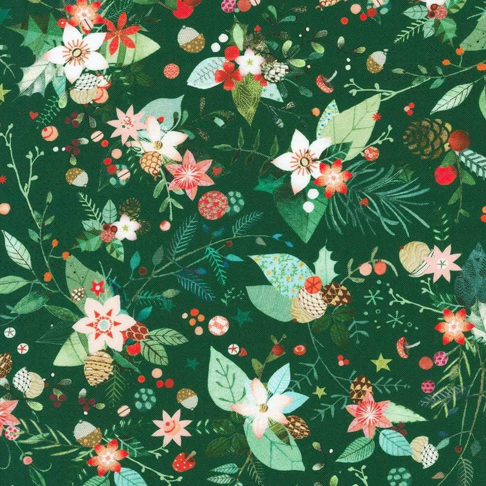 Festive Fauna 5" Charm Squares, Robert Kaufman CHS-1299-42, 5" Precut Christmas Animals Floral Fabric Squares