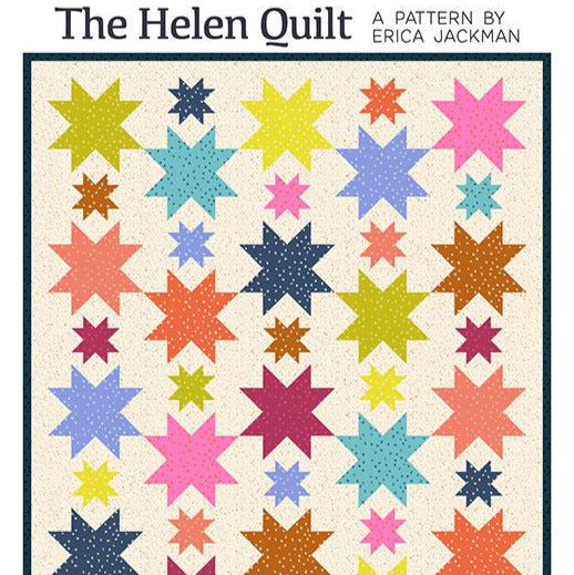 The Helen Quilt Pattern, Kitchen Table Quilting KTQ177, FQ F8 Fat Quarter Eighths Friendly Star Quilt Pattern, Erica Jackman