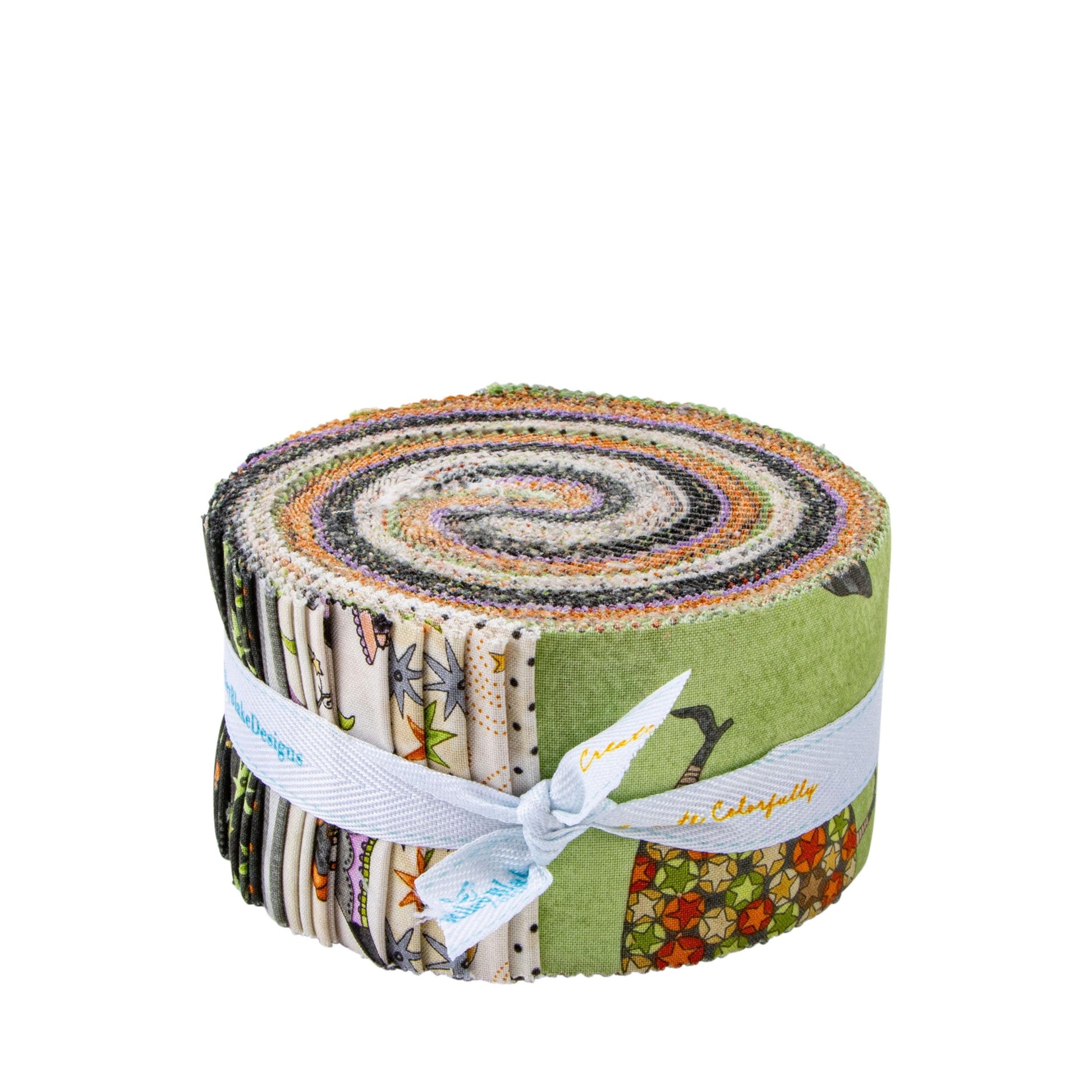 Ghoul Friends Rolie Polie, Riley Blake RP-16050-40, 2.5" Precut Whimsical Halloween Witch Fabric Strip Roll, Teresa Kogut