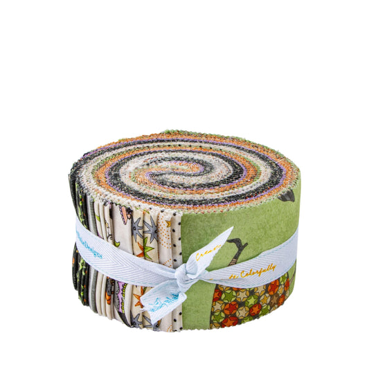 Ghoul Friends Rolie Polie, Riley Blake RP-16050-40, 2.5" Precut Whimsical Halloween Witch Fabric Strip Roll, Teresa Kogut