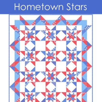 Hometown Stars Quilt Pattern, Busy Hands Quilts BUS0961, Fat Quarter FQ 5" Charm Squares Friendly Double Star Throw Bed Quilt Pattern