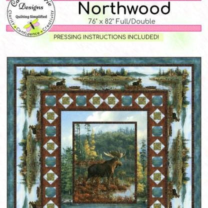Northwood Panel Frame Quilt Pattern, Cathey Marie Designs CMD301 PTN3356, Fabric Panel Friendly Throw Quilt Pattern