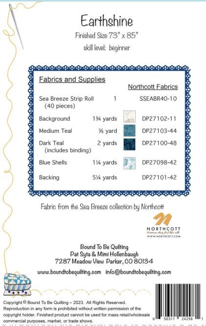 Earthshine Quilt Pattern, Bound to Be Quilting BTBQ435 PTNP056, Precut 2.5" Strip Friendly Stars Throw Quilt Pattern