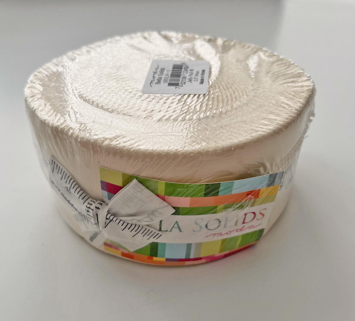 Bella Solids Snow Jelly Roll, Moda 9900JR 11, Solid Ivory Cream 2.5" Precut Fabric Strips Roll, Neutral Quilt Background Fabric