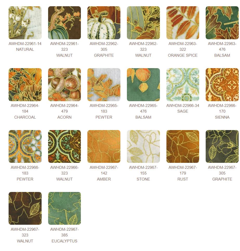 Warm Welcome 10" Squares, Robert Kaufman TEN-1395-42, 10" Precut Autumn Fall Gold Metallic Leaves Floral Fabric Squares,