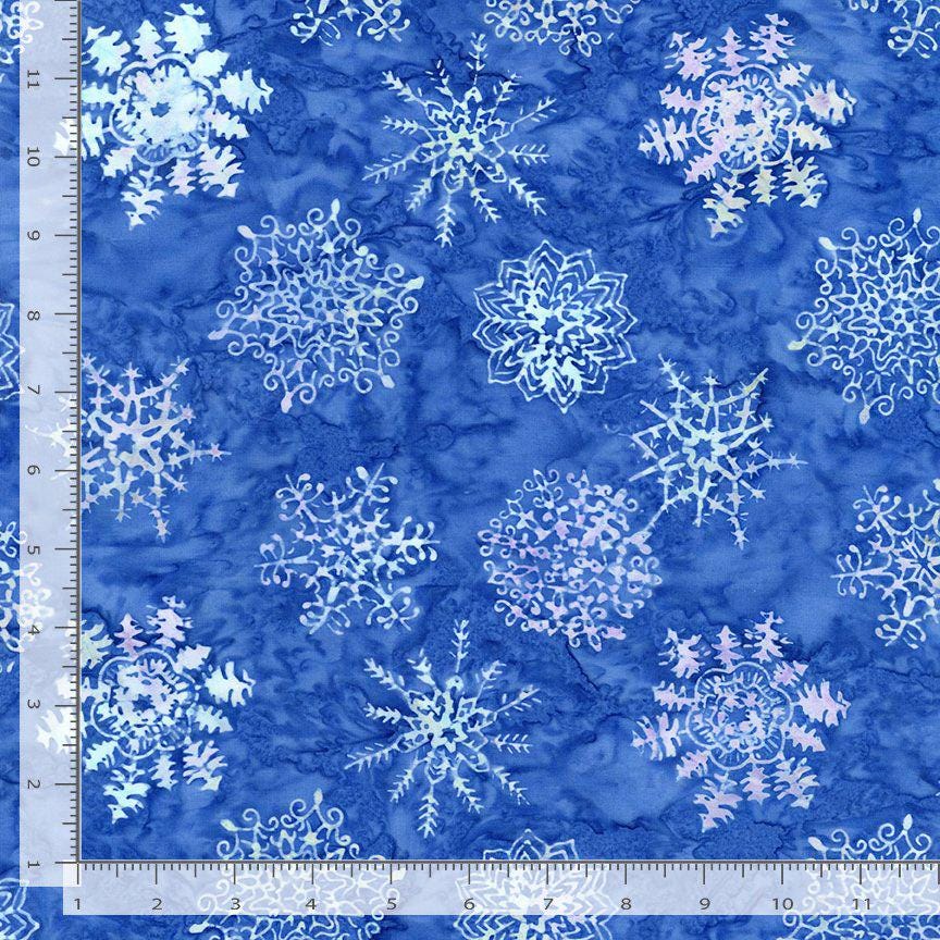 Tonga Crystal Batik 2.5" Strips, Timeless Treasures Treat-Strip40 Crystal, Blue Purple Winter Snowflakes Reindeer 2.5" Batik Fabric Strips