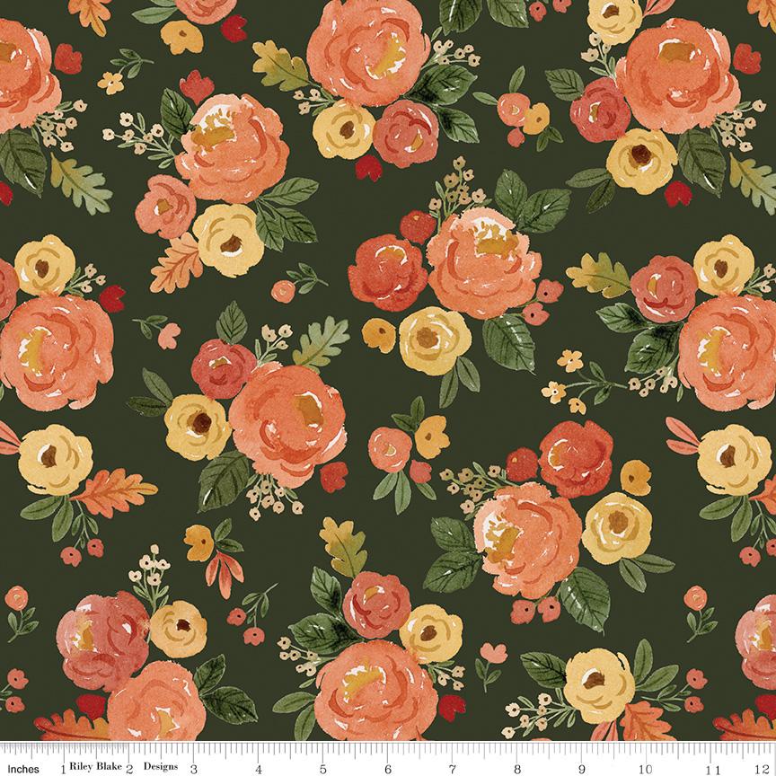 Happy Fall Days 5" Stacker, Riley Blake 5-16340-42, 5" Precut Autumn Fall Floral Fabric Squares Stacker, Kelsey Carlson