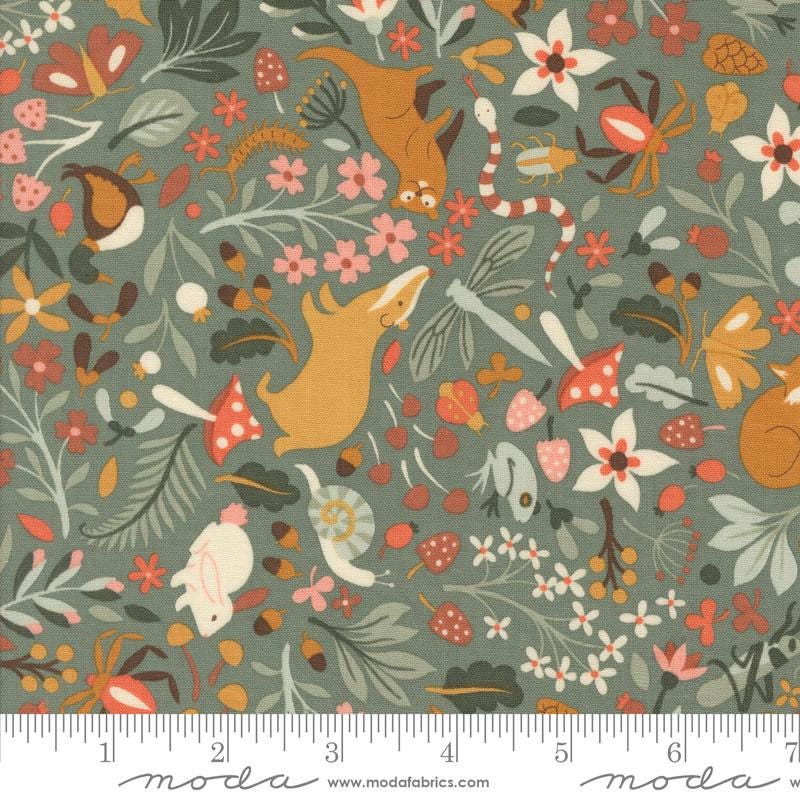 Acorn Hollow 5" Charm Pack, Moda 30760PP, Modern Autumn Fall Floral Charm Pack Fabric, BasicGrey