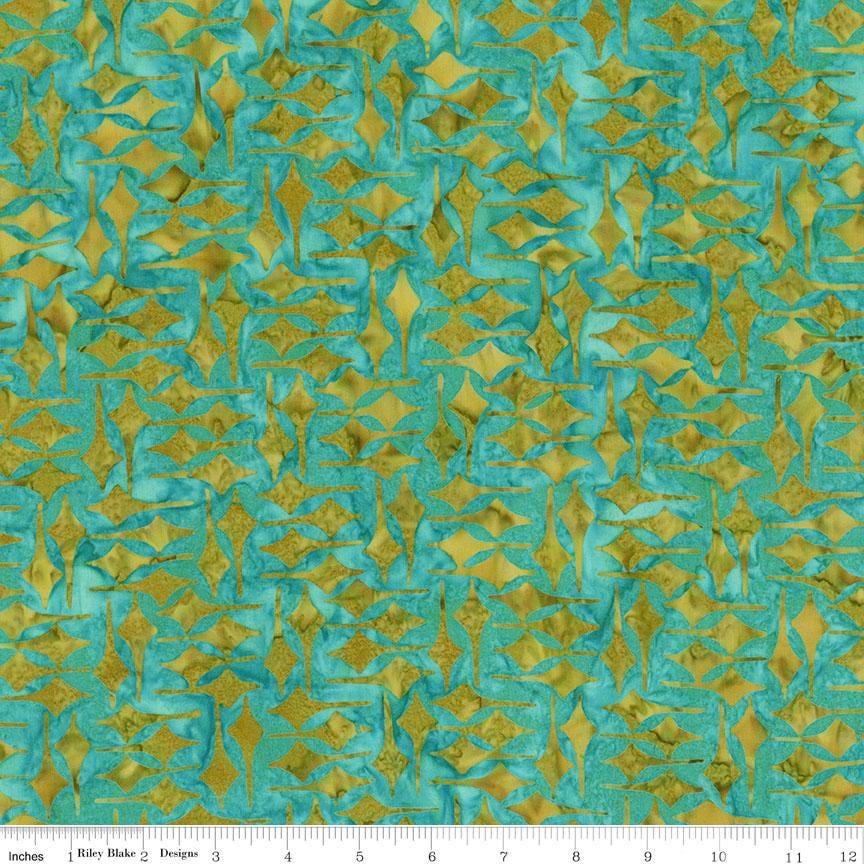 Expressions Batiks - Retro Revival 5" Stacker, Riley Blake 5-23276-42, 5" Precut Mid Century Modern Teal Orange Green Batik Fabric Squares
