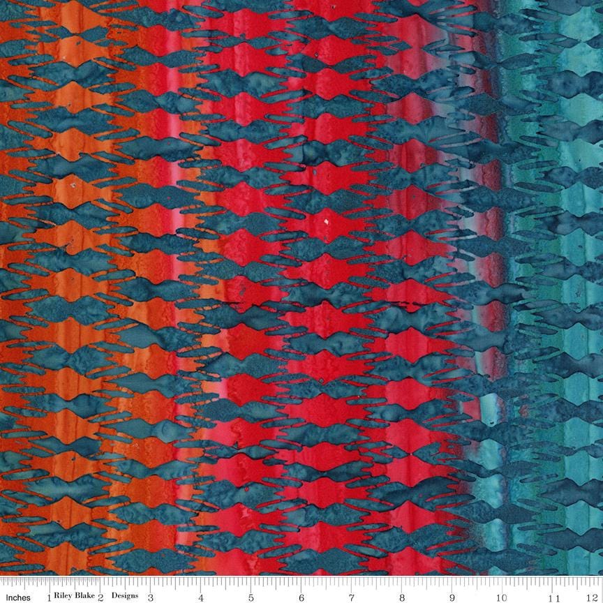 Expressions Batiks - Retro Revival 5" Stacker, Riley Blake 5-23276-42, 5" Precut Mid Century Modern Teal Orange Green Batik Fabric Squares