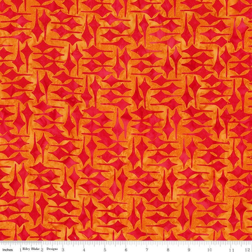 Expressions Batiks - Retro Revival 5" Stacker, Riley Blake 5-23276-42, 5" Precut Mid Century Modern Teal Orange Green Batik Fabric Squares
