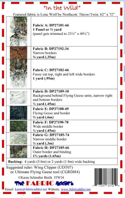 In the Wild Quilt Pattern, The Fabric Addict ITW24 PTN3326, Yardage Panel Friendly, Panel Frame Throw Quilt Pattern, Karen Schindler Bialik