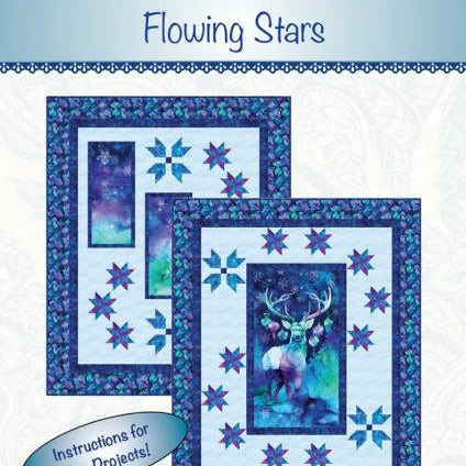 Flowing Stars Panel Frame Quilt Pattern, Bound to Be Quilting BTBQ509, Fabric Panel Friendly Throw Quilt Pattern