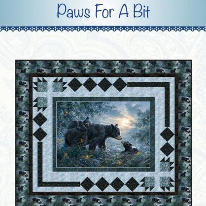 Paws For a Bit Panel Frame Quilt Pattern, Bound to Be Quilting BTBQ383 PTN3167, Fabric Panel Friendly Throw Quilt Pattern