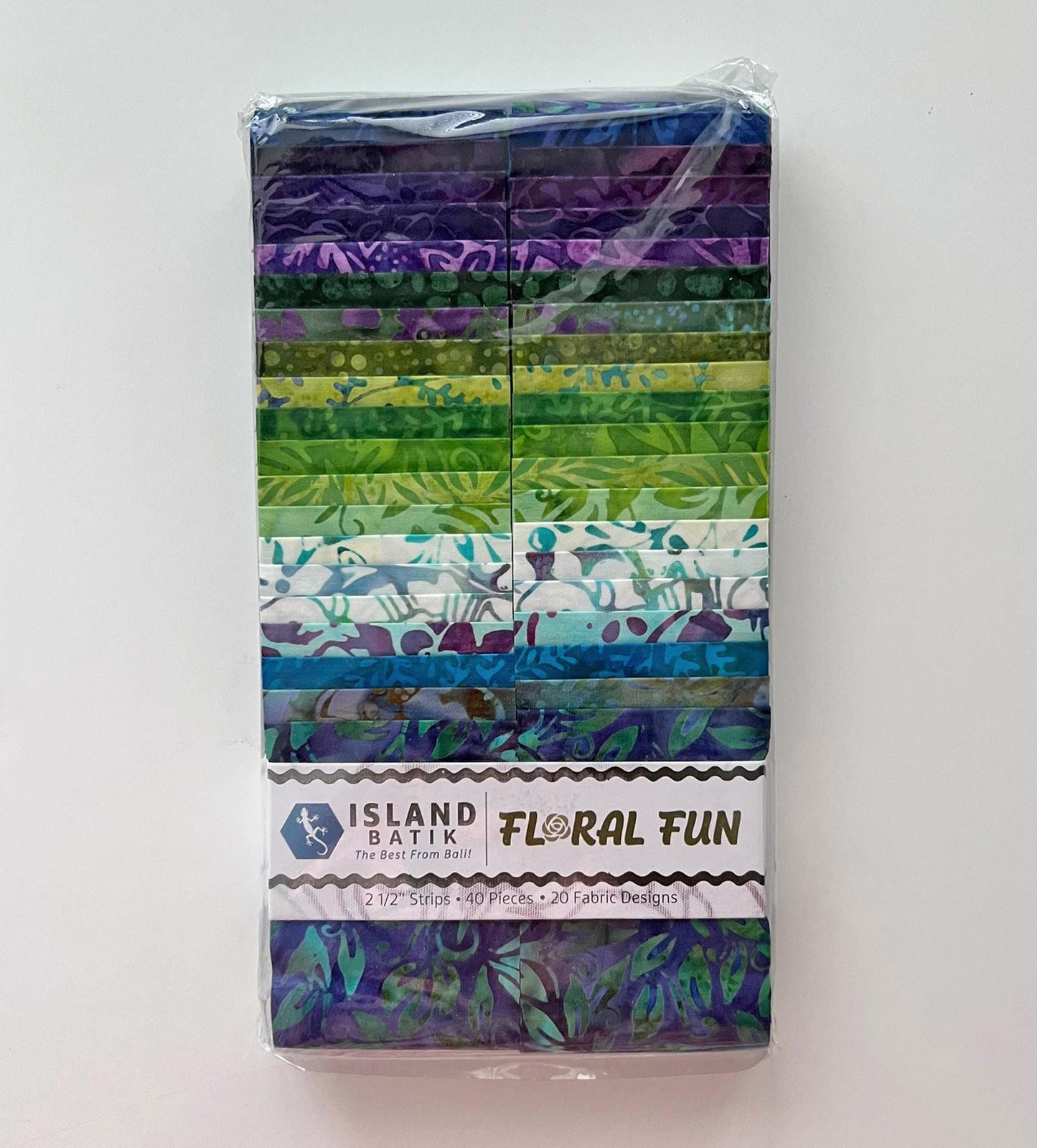 Floral Fun Strip Pack, Island Batik, Batik Jelly Roll, 2.5" Precut Blue Purple Green Batik Fabric Strips
