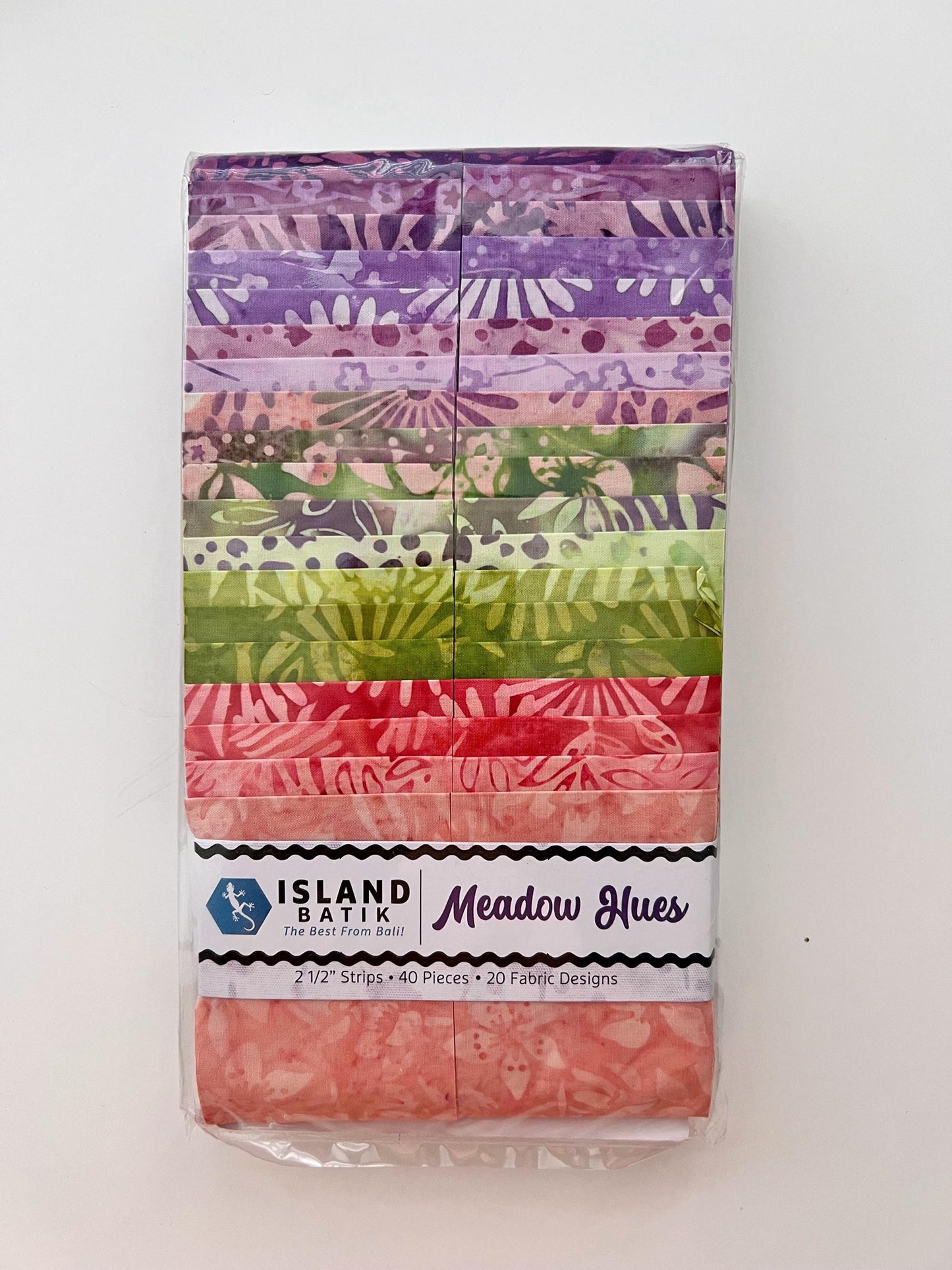 Meadow Hues Strip Pack, Island Batik, Batik Jelly Roll, 2.5" Precut Pink Green Purple Batik Fabric Strips