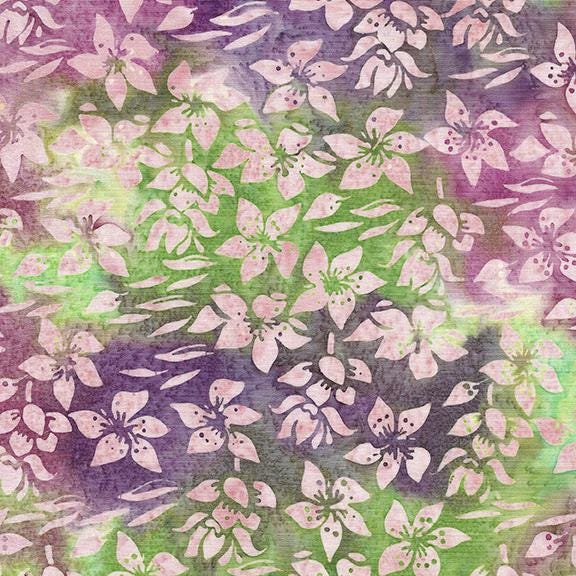 Meadow Hues Strip Pack, Island Batik, Batik Jelly Roll, 2.5" Precut Pink Green Purple Batik Fabric Strips