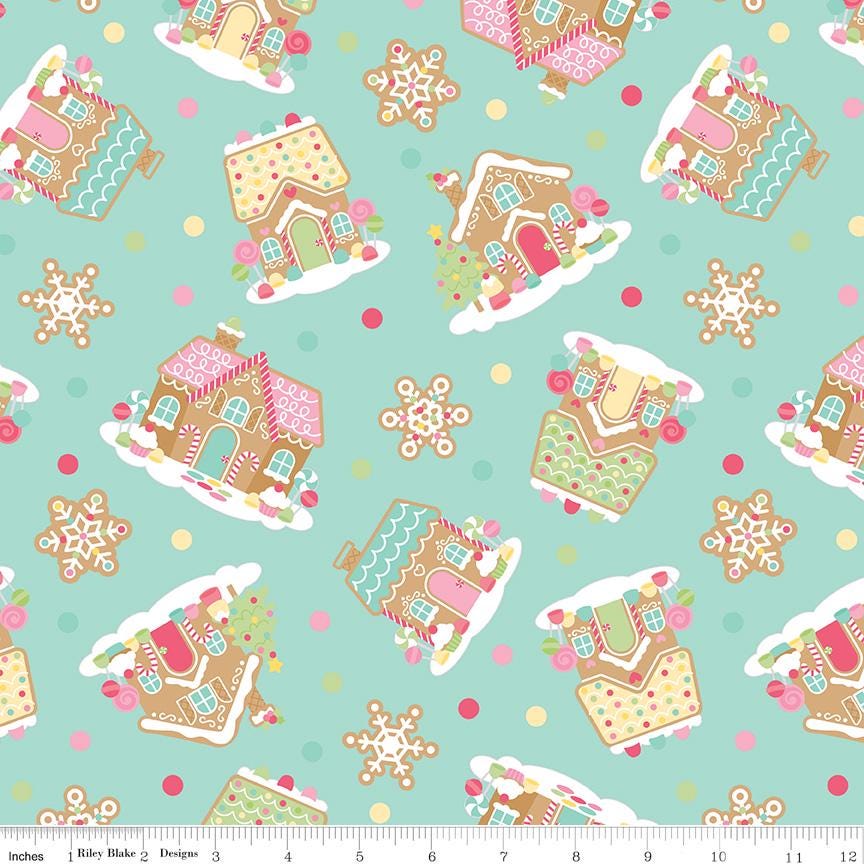 Gingerbread Kisses 5" Stacker, Riley Blake 5-16440-42, 5" Precut Christmas Xmas Charm Pack Fabric Squares, Doodlebug Design