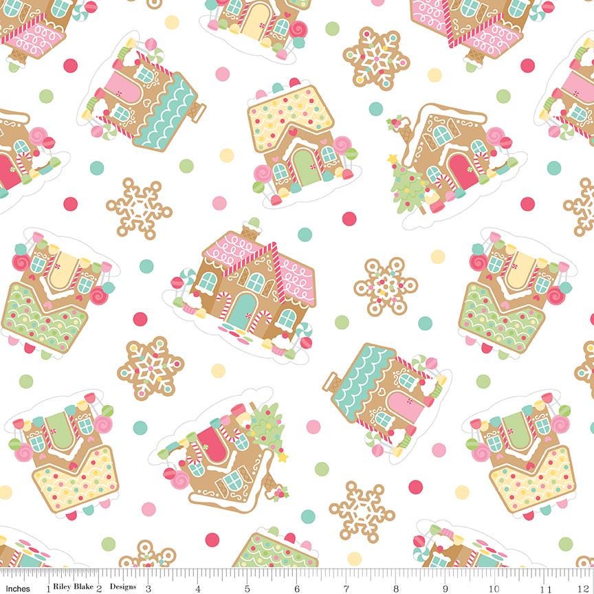 Gingerbread Kisses 5" Stacker, Riley Blake 5-16440-42, 5" Precut Christmas Xmas Charm Pack Fabric Squares, Doodlebug Design