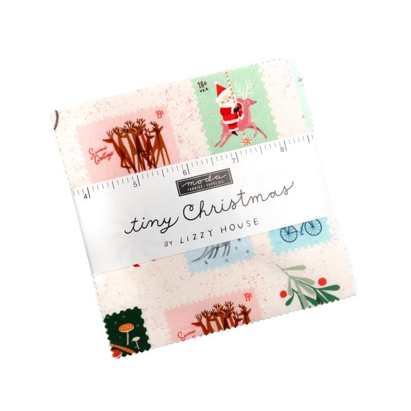 Tiny Christmas 5" Charm Pack, Moda 37130PP, 5" Precut Christmas Xmas Quilt Fabric Squares, Lizzy House