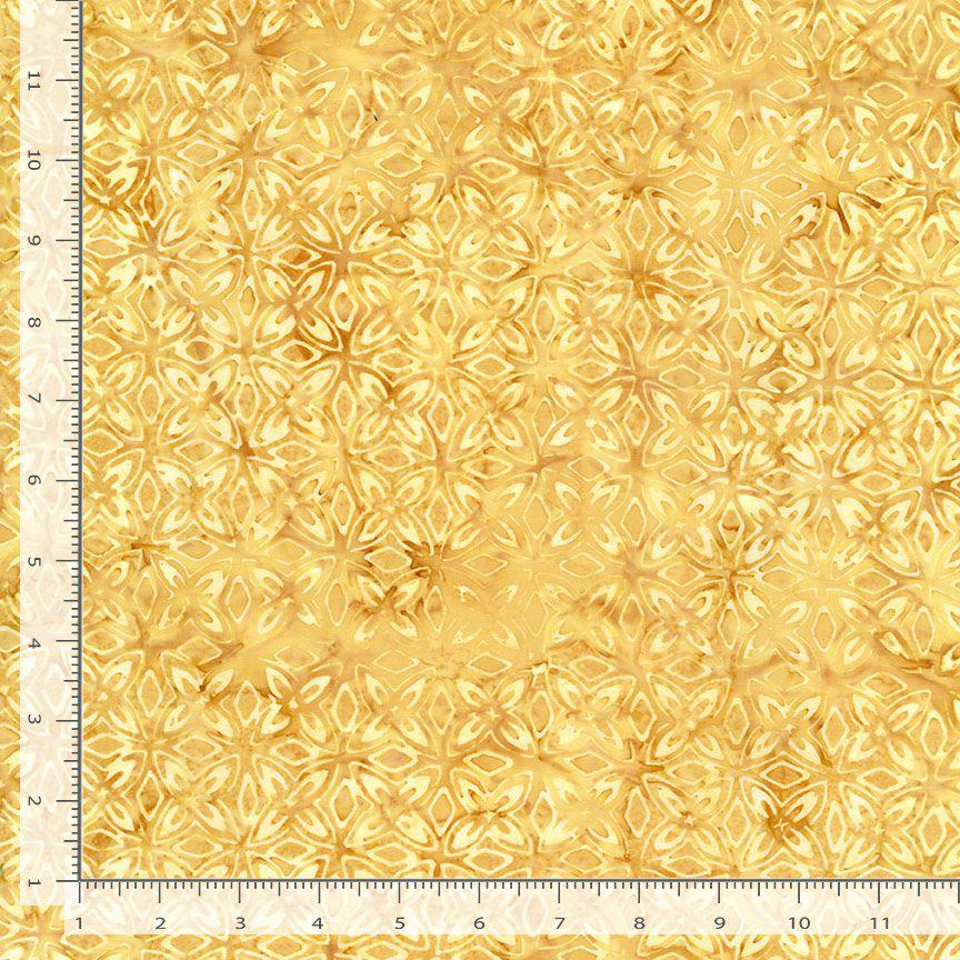 Tonga Amber Batik - Golden Yellow Small Flowers Batik Fabric, Timeless Treasures B2697-Fawn, By the Yard