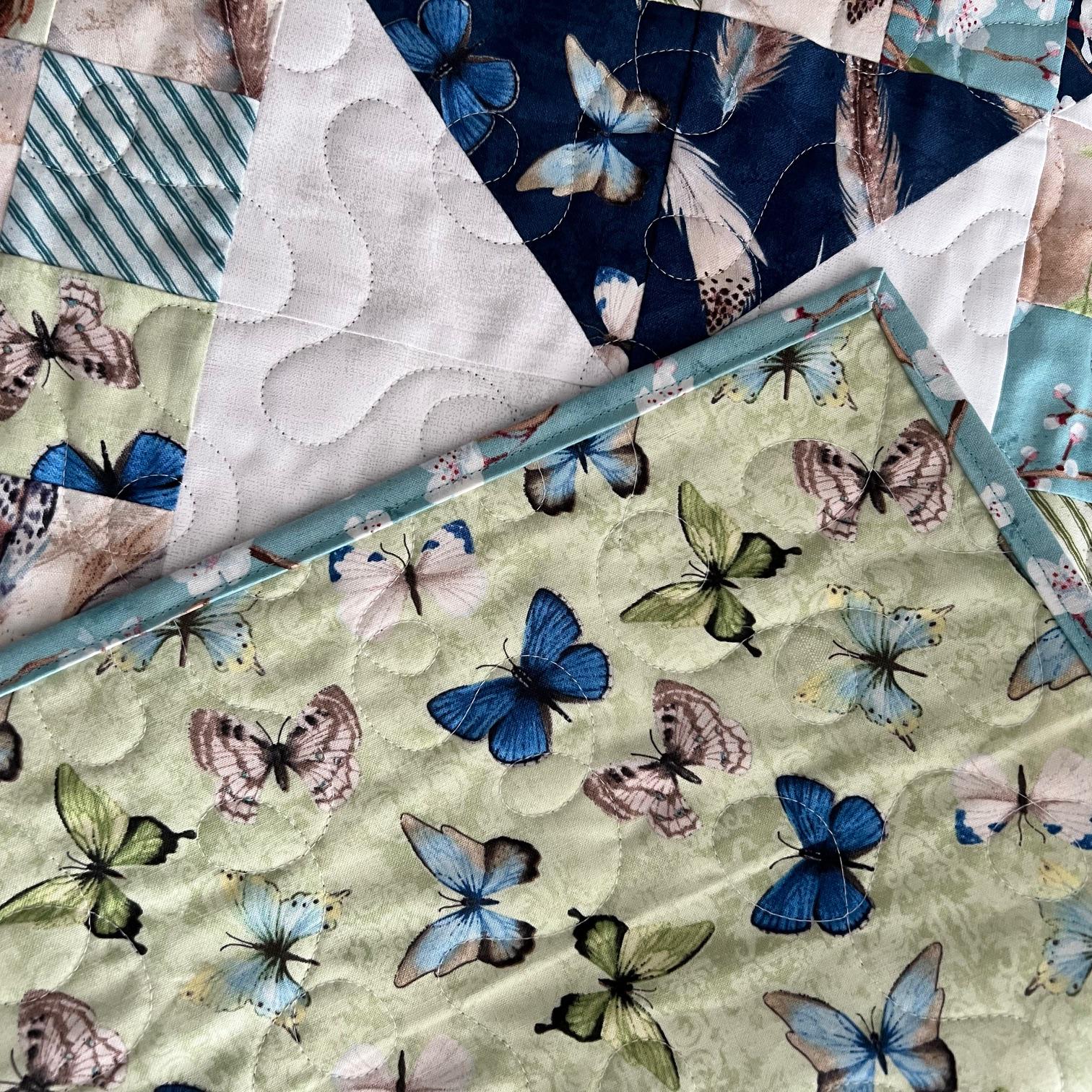 Nature Study Quilted Table Runner, 16.5" x 48", Blue Green Birds Nest Eggs Table Topper Quilt,