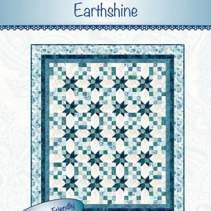 Earthshine Quilt Pattern, Bound to Be Quilting BTBQ435 PTNP056, Precut 2.5" Strip Friendly Stars Throw Quilt Pattern