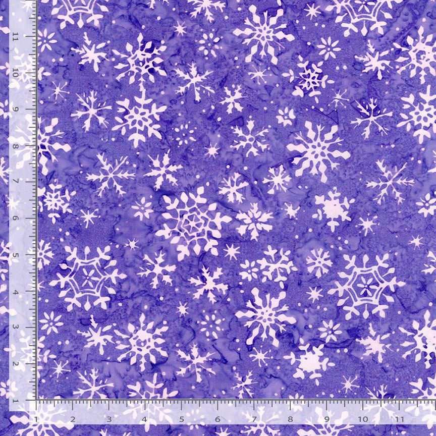 Tonga Crystal Batik 2.5" Strips, Timeless Treasures Treat-Strip40 Crystal, Blue Purple Winter Snowflakes Reindeer 2.5" Batik Fabric Strips