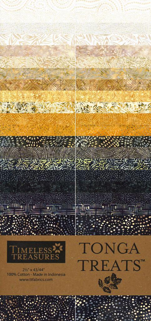 Tonga Amber Batik 2.5" Strips, Timeless Treasures Treat-Strip40 Amber, Gold Black Beige 2.5" Batik Fabric Strips