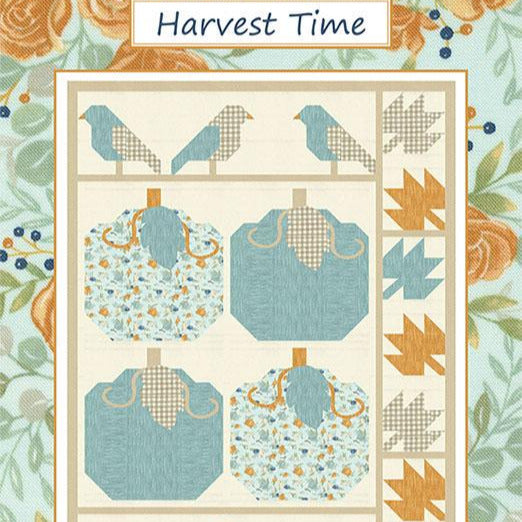 Harvest Time Quilt Pattern, Coach House Designs CHD2241, Yardage Friendly Autumn Fall Pumpkins Leaves Birds Lap Throw Quilt Pattern