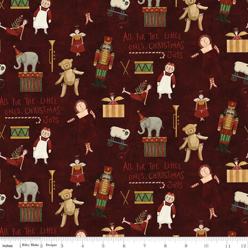 Naughty or Nice 18 Fat Quarter Bundle, Riley Blake FQ-16260-18, 18 x 22 Fabric Cut, Whimsical Primitive Christmas Santa Fabric, Teresa Kogut