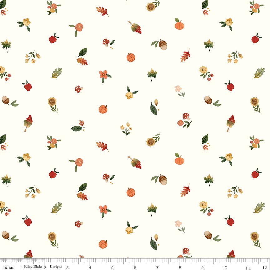 Happy Fall Days 5" Stacker, Riley Blake 5-16340-42, 5" Precut Autumn Fall Floral Fabric Squares Stacker, Kelsey Carlson