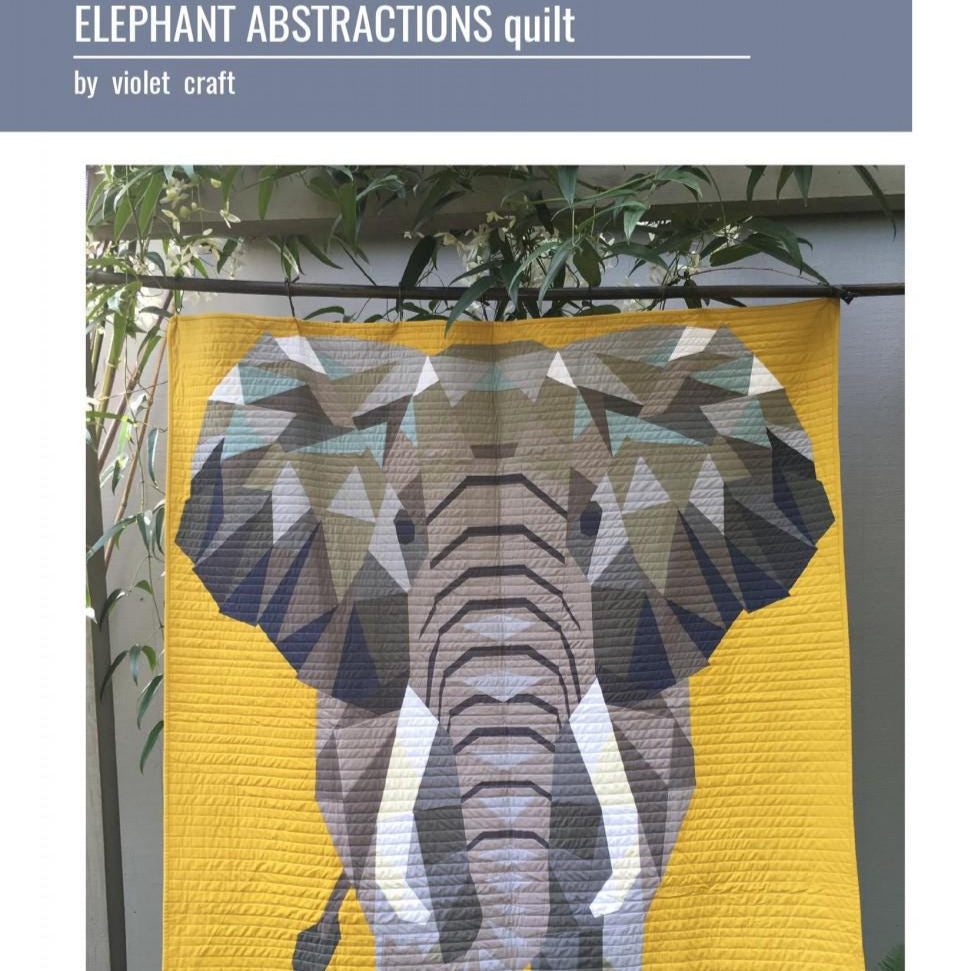 Elephant Abstractions Quilt Pattern, Violet Craft VC010, Foundation Paper Pieced Elephant Throw Quilt Pattern, Contemporary Paper Piecing