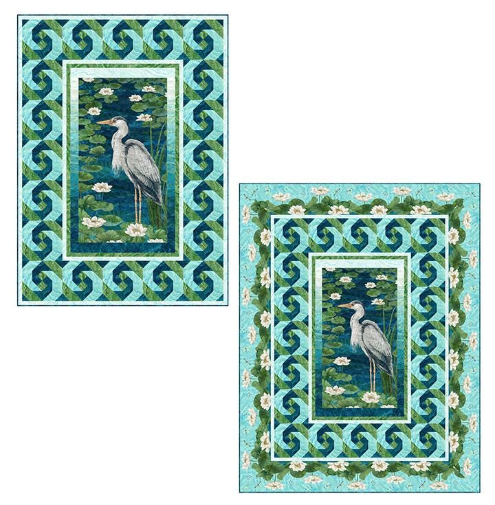 Tranquil Panel Frame Quilt Pattern, Cathey Marie Designs CMD305 PTN3367, 24" Fabric Panel Friendly Snails Trail Panel Frame Quilt Pattern