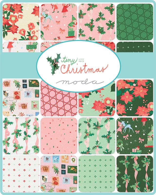 Tiny Christmas 5" Charm Pack, Moda 37130PP, 5" Precut Christmas Xmas Quilt Fabric Squares, Lizzy House