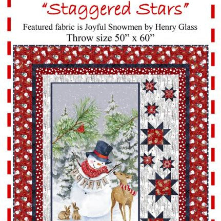 Staggered Stars Panel Frame Quilt Pattern, The Fabric Addict FASS25, Yardage Panel Friendly Star Panel Frame Throw Quilt Pattern, Bialik