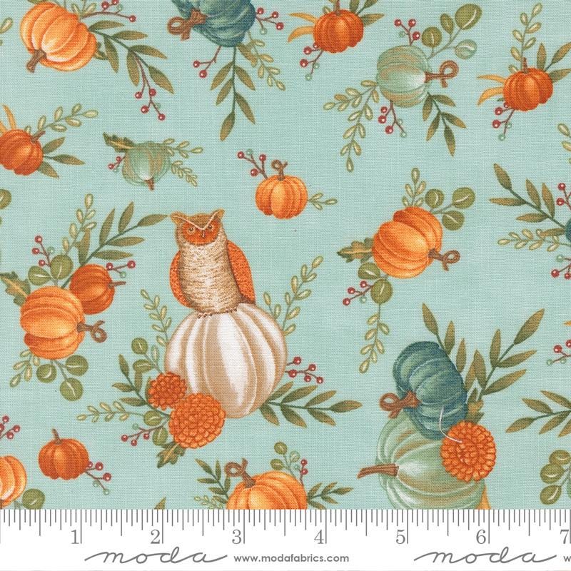 I Love Fall Most of All 5" Charm Pack, Moda 56140PP, 5" Precut Blue Orange Autumn Fall Pumpkins Charm Pack Fabric Squares, Deb Strain