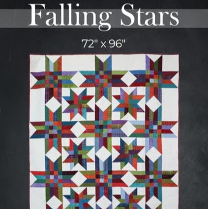 Falling Stars Quilt Pattern, 4th and Main 4MD-018, 2.5" Precut Jelly Roll Strips Friendly Modern Throw Bed Star Quilt Pattern