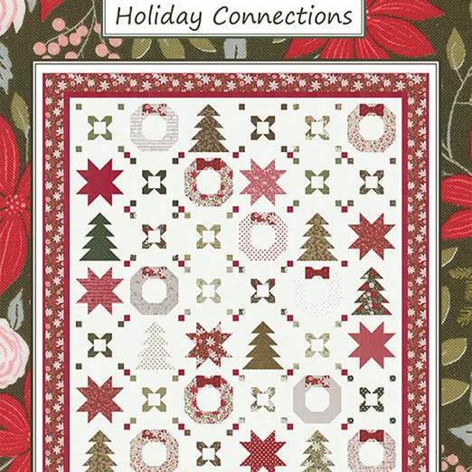Holiday Connections Quilt Pattern, Coach House Designs CHD2442, Layer Cake Friendly Christmas Xmas Tree Wreath Star Lap Throw Quilt Pattern