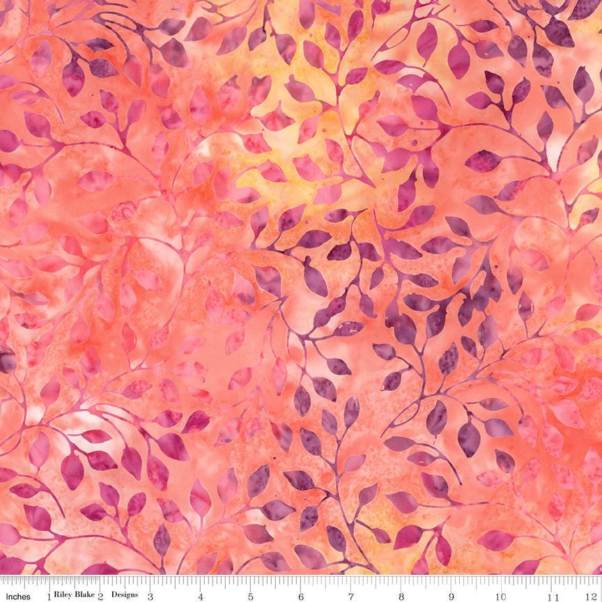 Expressions Batiks - A New Day Rolie Polie, Riley Blake RP-23294-40, 2.5" Precut Pink Green Blue Purple Floral Batik Fabric Strips