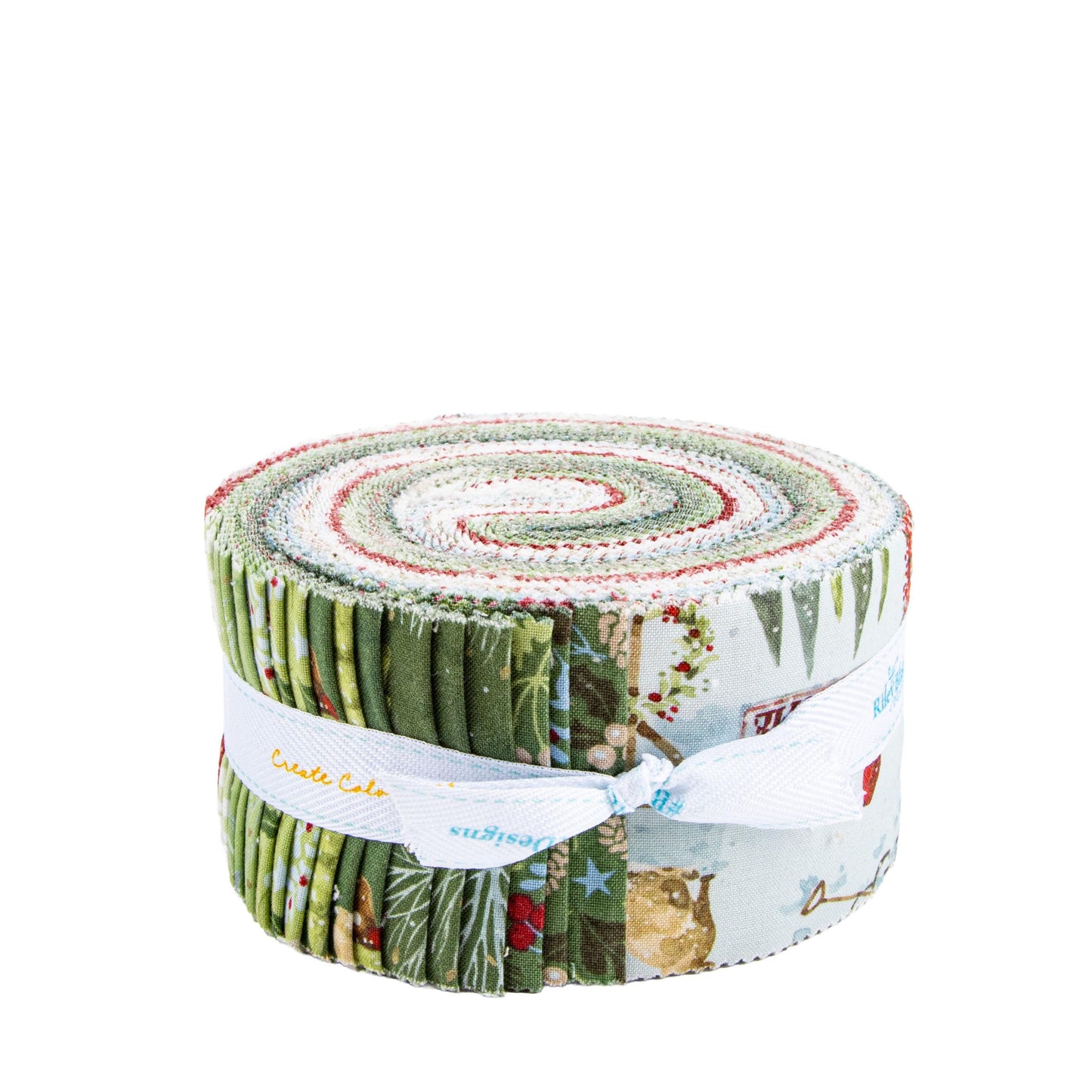 Santa's Tree Farm 2.5" Rolie Polie, Riley Blake RP-16450-40, 2.5" Precut Red Green Blue Christmas Fabric Strips, Lisa Audit