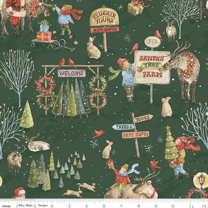 Santa's Tree Farm 2.5" Rolie Polie, Riley Blake RP-16450-40, 2.5" Precut Red Green Blue Christmas Fabric Strips, Lisa Audit