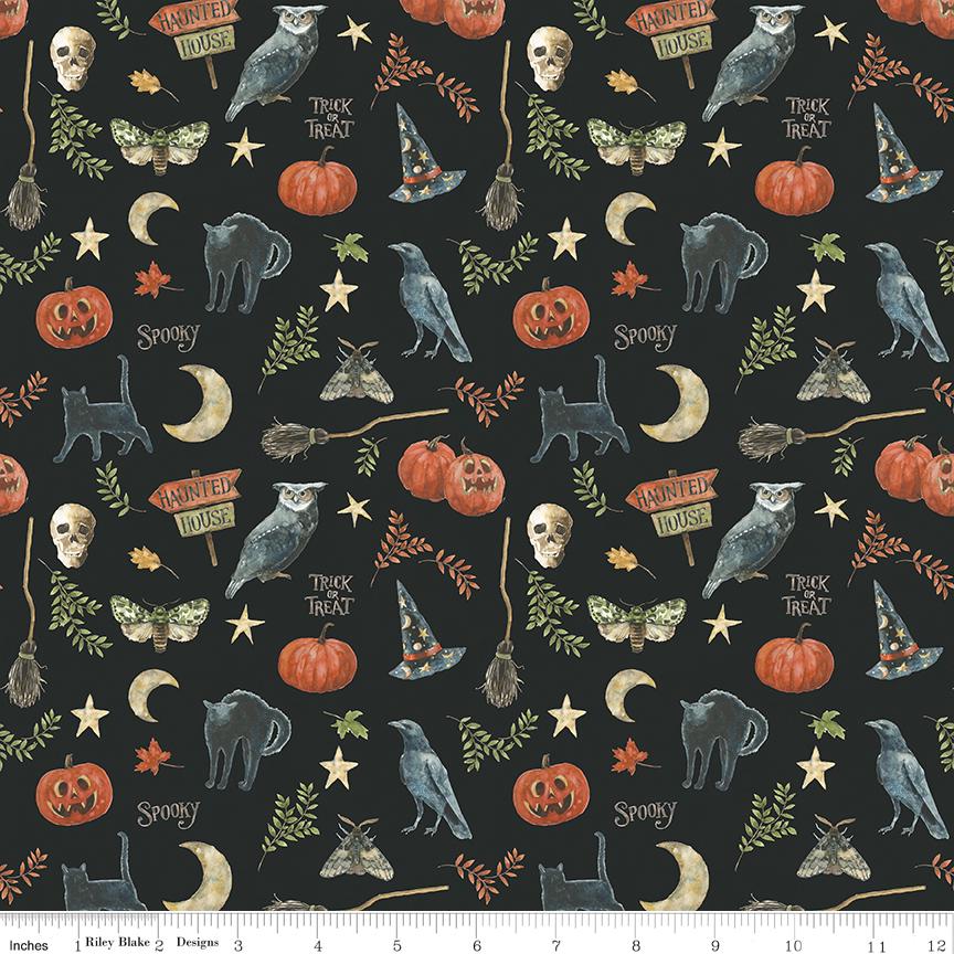 Trick or Treat 21 Fat Quarter Bundle, Riley Blake FQ-15960-21, Precut 18 x 22 Halloween Fat Quarter Bundle, Lisa Audit
