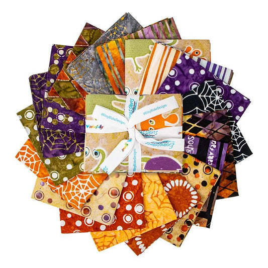 Expressions Batiks - Fright This Way 18 Fat Quarter Bundle, Riley Blake FQ-23340-18, 18 x 22 Fabric Cut, Batik Halloween Fabric, Gervais