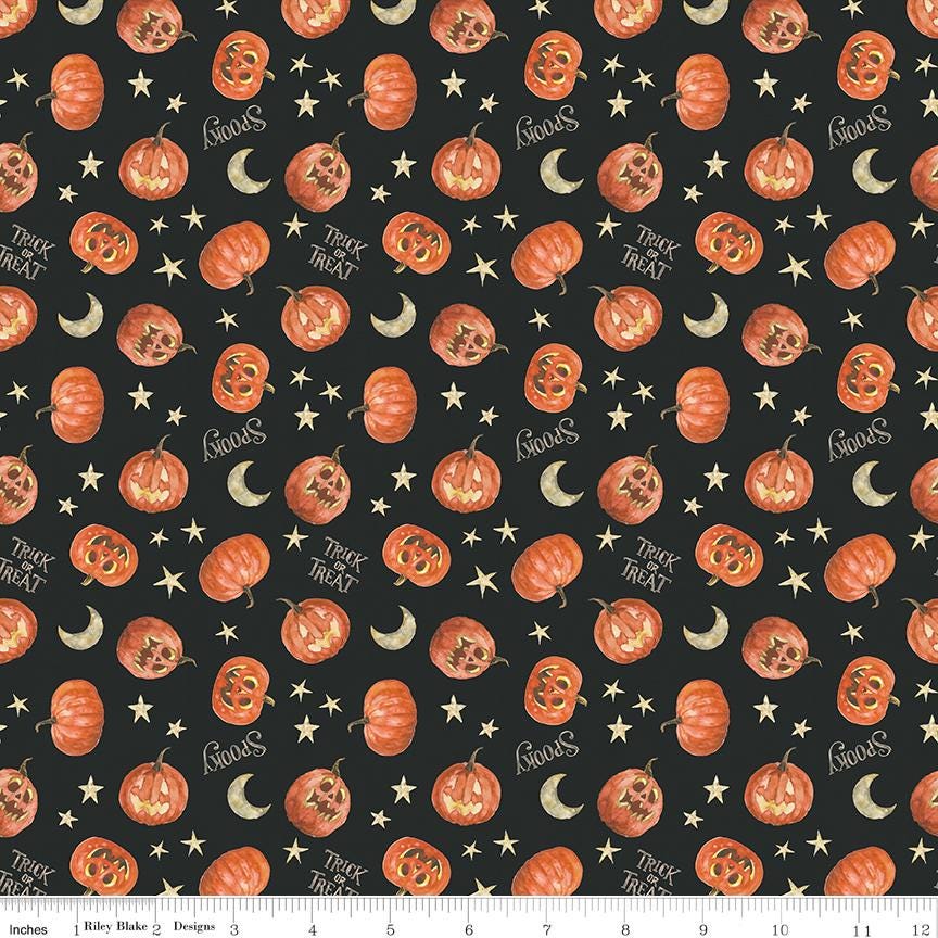 Trick or Treat 2.5" Rolie Polie, Riley Blake RP-15960-40, 2.5" Precut Black Orange Blue Purple Halloween Fabric Strip Roll, Lisa Audit