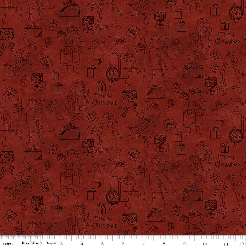 Naughty or Nice 5" Stacker, Riley Blake 5-16260-42, Whimsical Santa Christmas Xmas Quilt Fabric Squares, Teresa Kogut