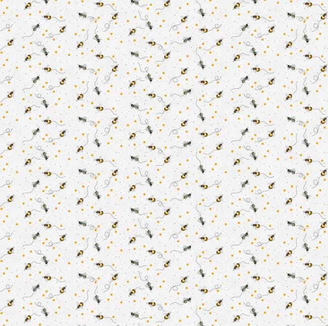 118" Sweet as Can Bee - Buzzing Bees Wide Quilt Back Fabric, Paintbrush Studio 183-25687, Bumblebees Wide Quilt Backing Fabric, By the Yard