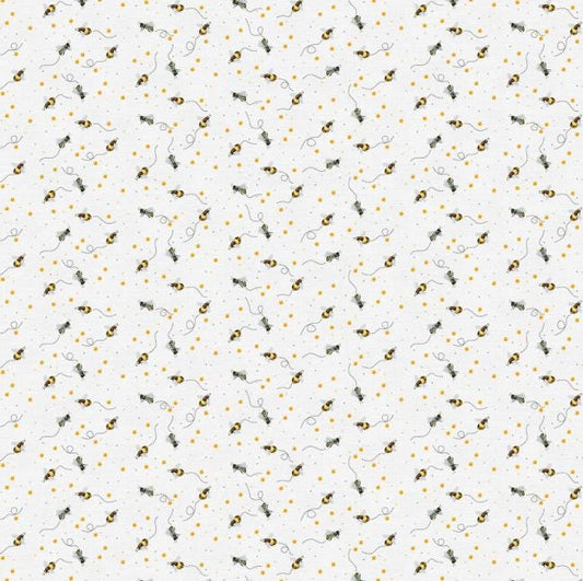 118" Sweet as Can Bee - Buzzing Bees Wide Quilt Back Fabric, Paintbrush Studio 183-25687, Bumblebees Wide Quilt Backing Fabric, By the Yard