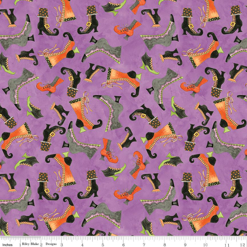 Ghoul Friends 24 Fat Quarter Bundle, Riley Blake FQ-16050-24, 18 x 22 Fabric Cut, Whimsical Witches Halloween Fabric, Teresa Kogut
