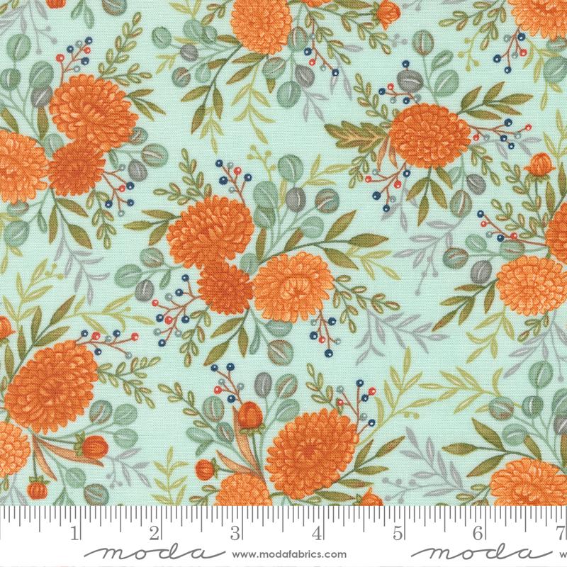 I Love Fall Most of All 5" Charm Pack, Moda 56140PP, 5" Precut Blue Orange Autumn Fall Pumpkins Charm Pack Fabric Squares, Deb Strain